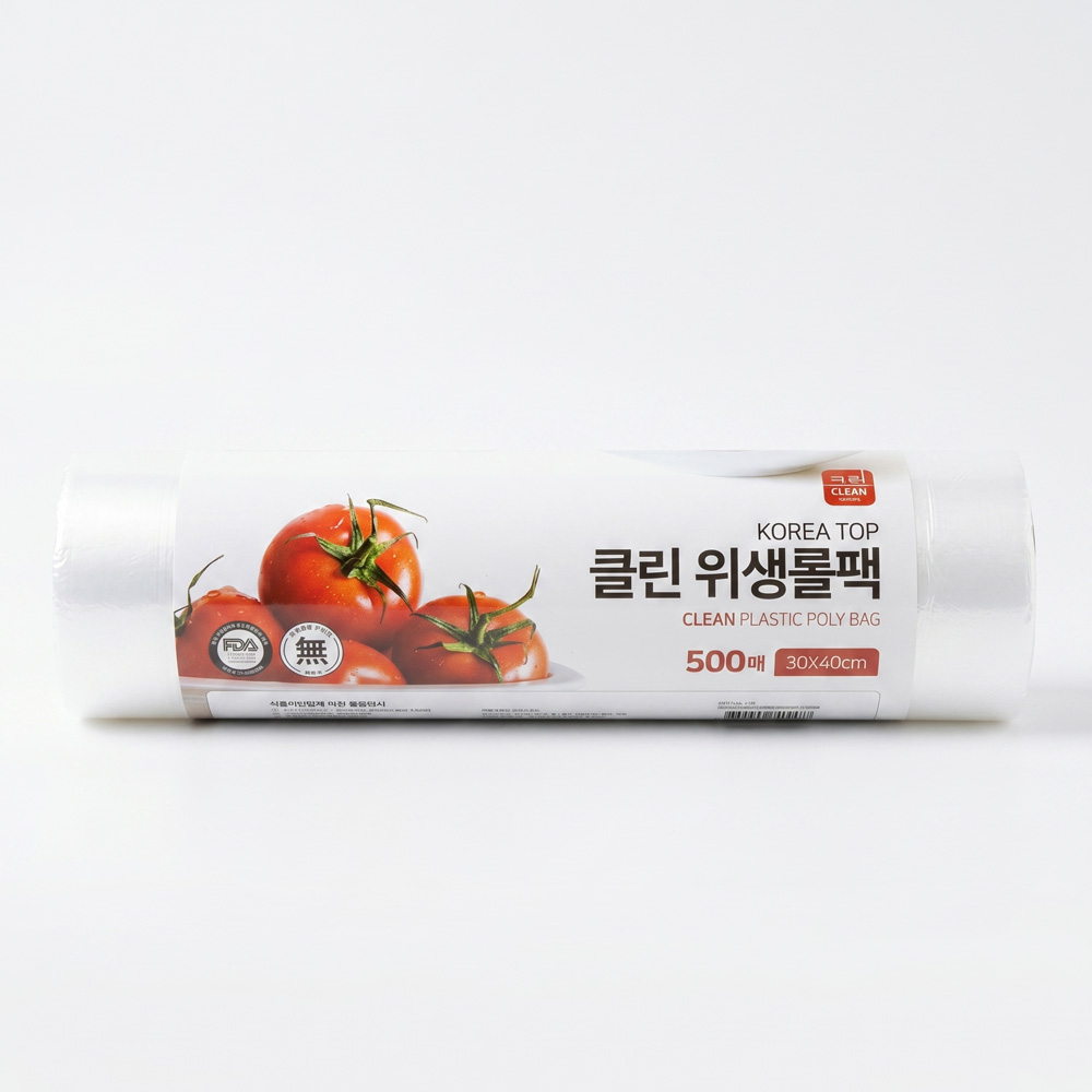 클린 위생 롤백 일회용 비닐 봉투 롤팩 30x40cm, 500매, 1개 - 상품 이미지