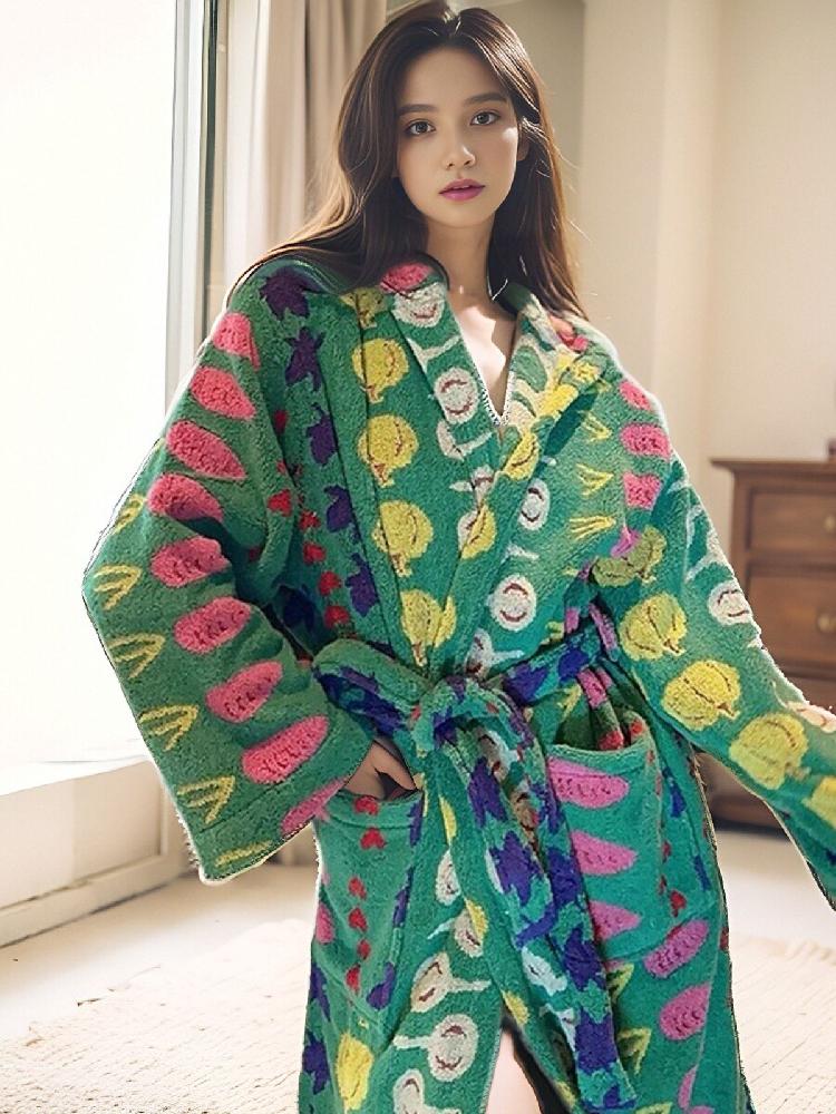 샤워가운 호텔로브 순면 목욕가운 골프샤워가운 여성 극세사 원피스 골프가운 잠옷 여름 타올 - 상세 이미지 5