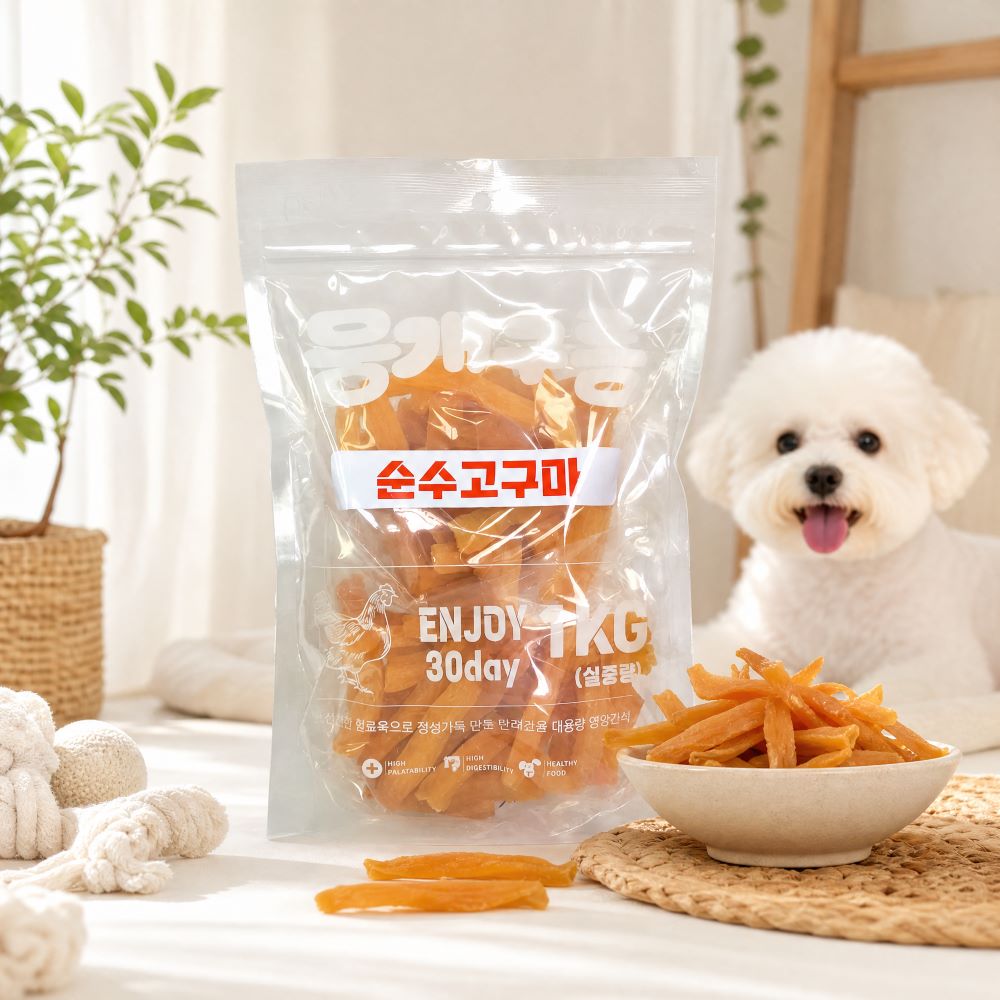 뭉개구름 대용량 강아지 간식 실중량 순수고구마, 1kg, 1개 - 상세 이미지 2