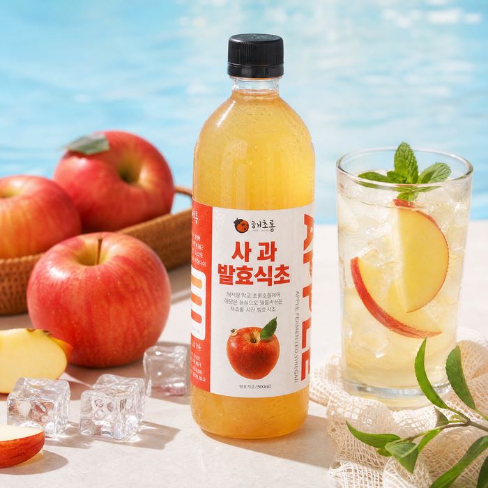 해초롱 천연발효사과식초 500ml 국산애사비 무첨가 초모함유 자연발효 혈당관리 - 상품 이미지