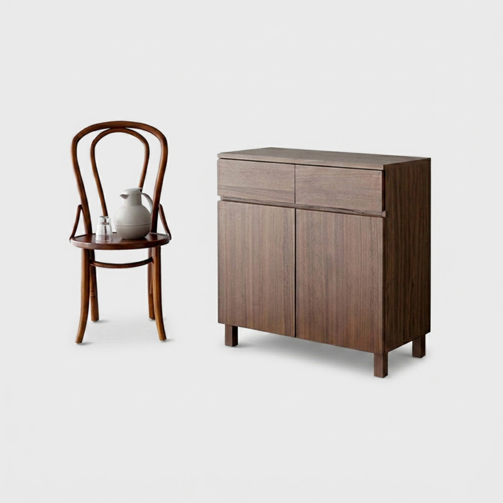 숄리드 4문 수납장 CHM8380B 800x400x830mm, 2단, 미들브라운 5850.2075 이미지 6