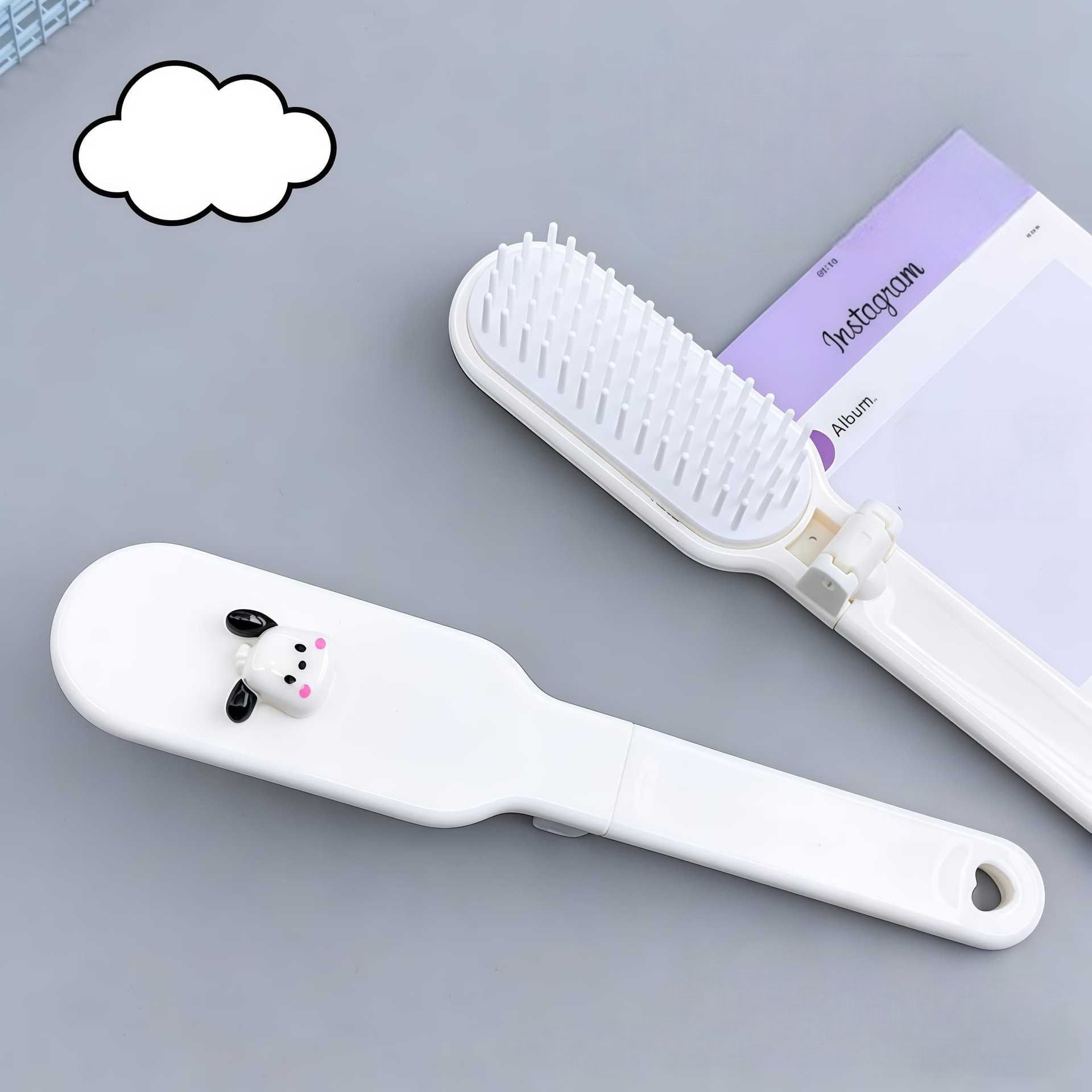 토끼 강아지 휴대용 헤어브러쉬 여행용 접이식 귀여운 미니빗 머리빗 긴머리 헤어스타일링 빗 - 상세 이미지 3