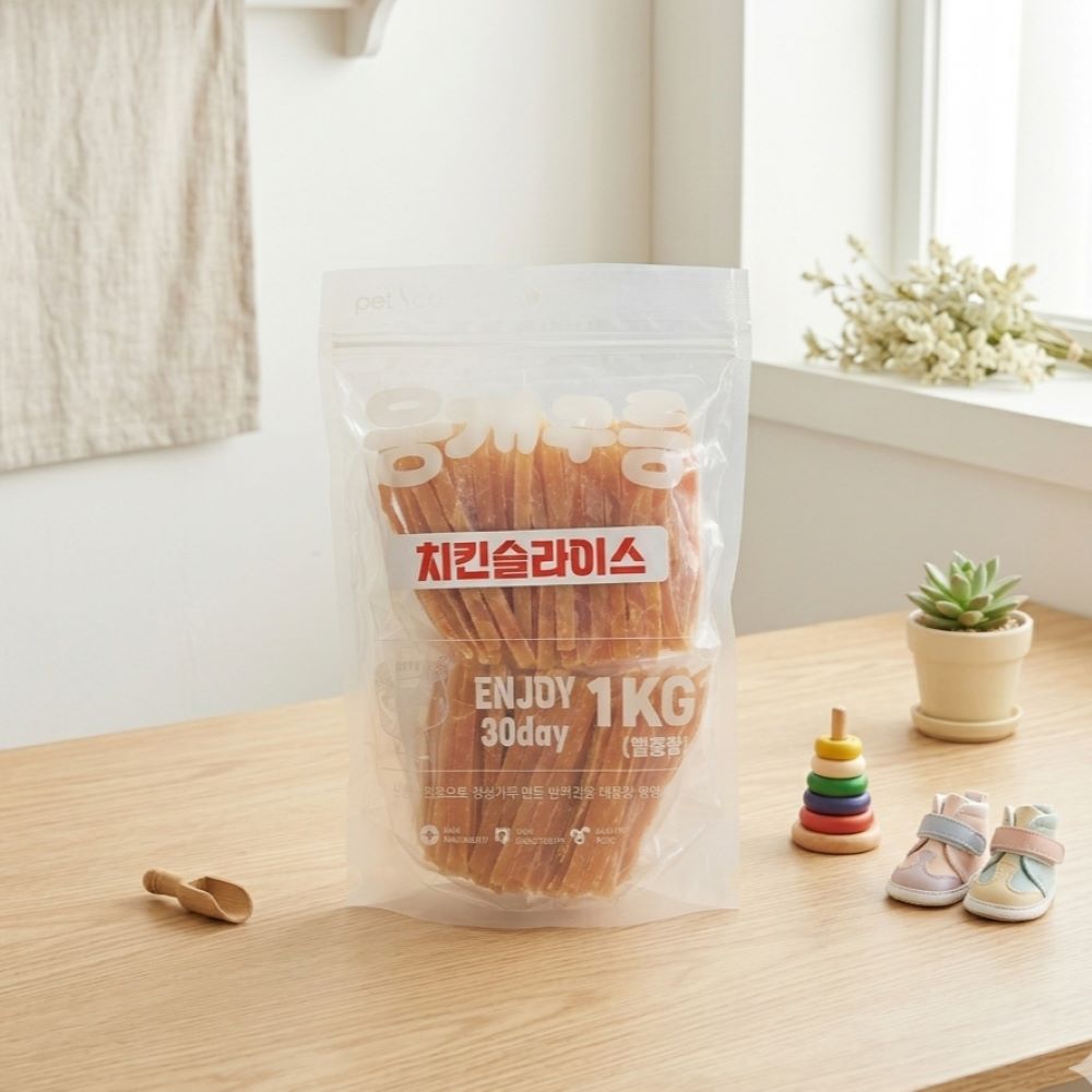 뭉개구름 대용량 강아지 간식 실중량 치킨슬라이스, 1kg, 1개 - 상세 이미지 2