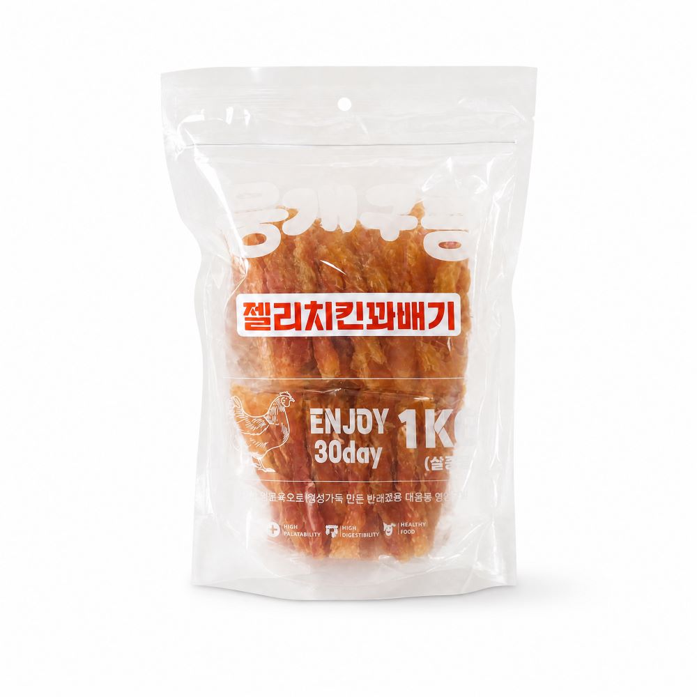 뭉개구름 대용량 강아지 간식 실중량 젤리치킨꽈배기, 1kg, 1개 - 상품 이미지