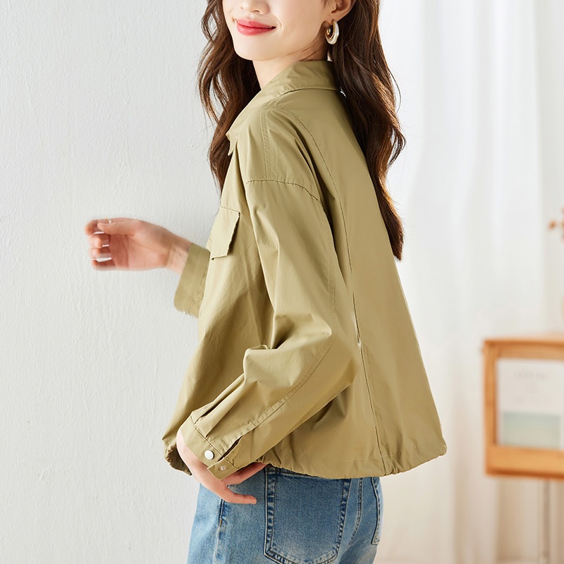 여성 순면 셔츠 자켓 데일리 루즈핏 바람막이 - 상세 이미지 4