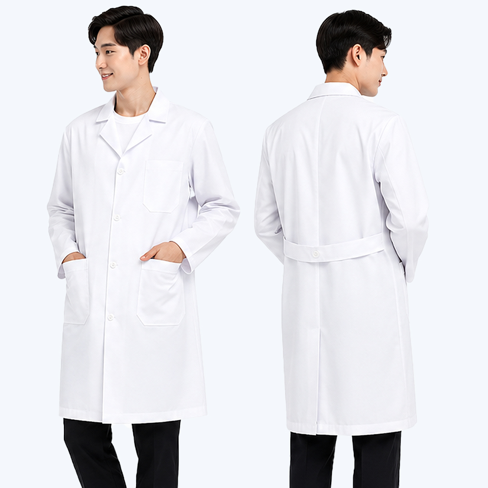 100%폴리얇은 경량 폴리가운 의사 약사 실험실 학생실습  영양사가운 - 상세 이미지 3