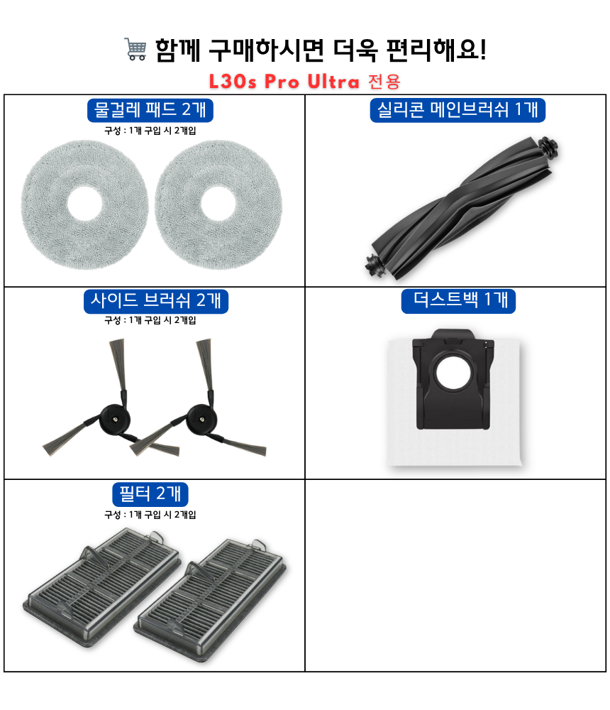 [호환] 드리미 L30s Pro Ultra 소모품 고급 물걸레 2EA - 상세 이미지 2