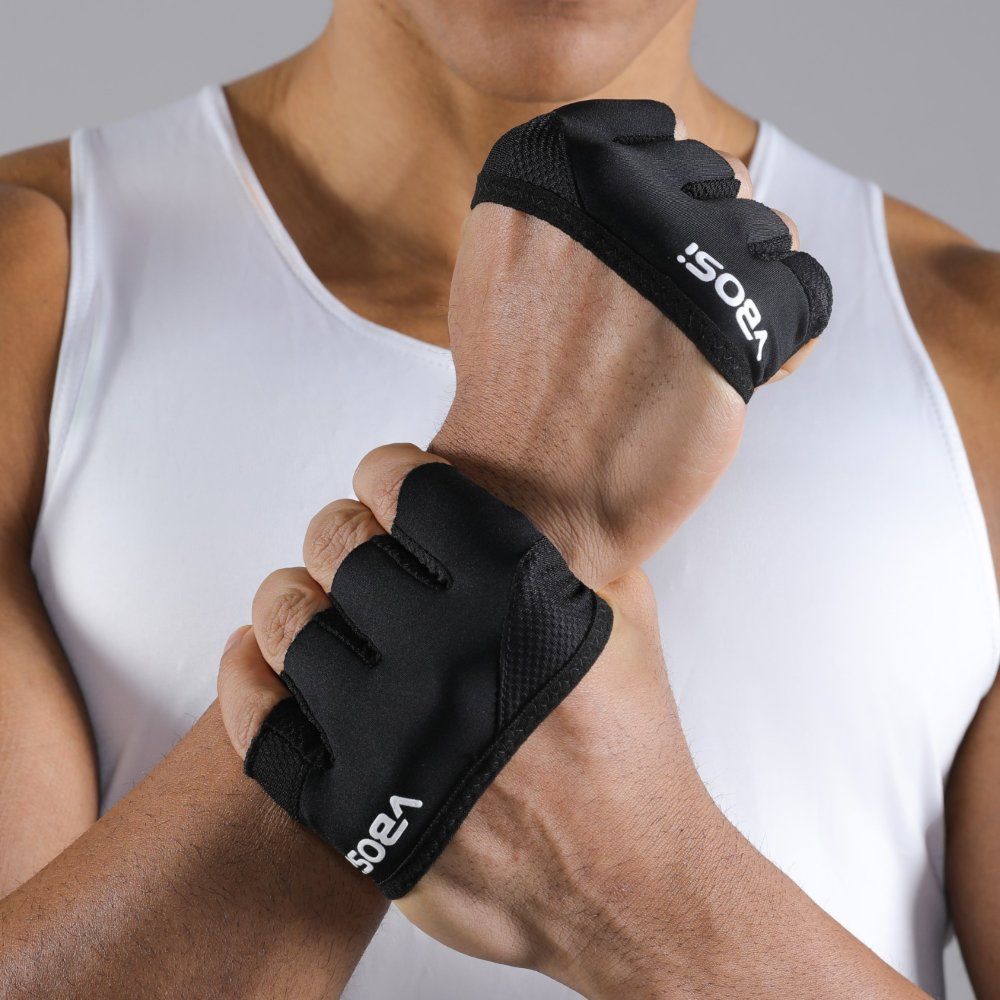 팜가드 운동장갑 크로스핏 턱걸이장갑 반장갑 사이클링 손가락 헬스장갑 풀업 철봉 스포츠 여성 블랙 M (15-18CM) - 상세 이미지 4