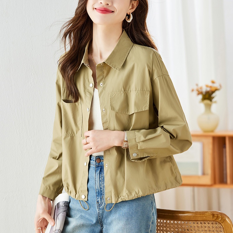 여성 순면 셔츠 자켓 데일리 루즈핏 바람막이 - 상세 이미지 3