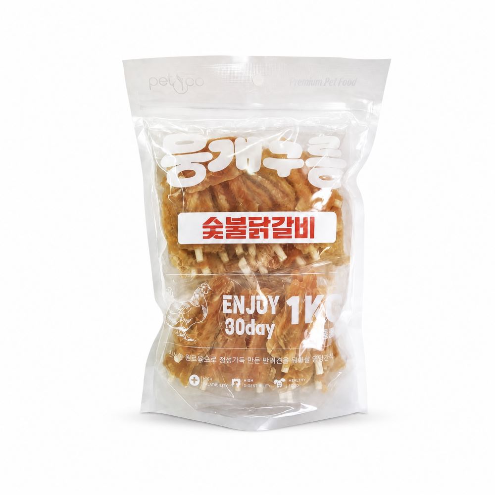 뭉개구름 대용량 강아지 간식 실중량 숯불닭갈비, 1kg, 1개 - 상품 이미지