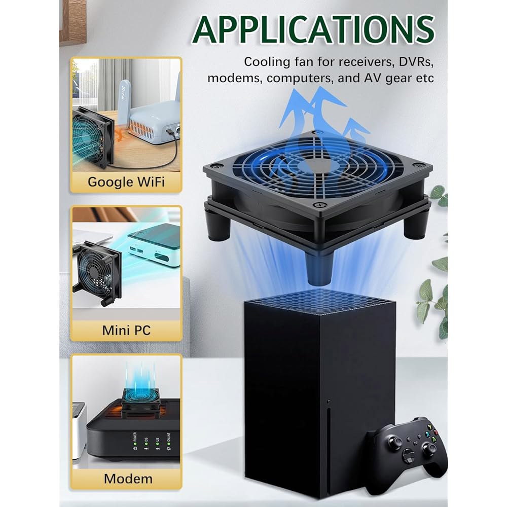 라우터 Xbox PlayStation 수신기 DVR T-Mobile 5G 홈 인터넷 게이트웨이 모뎀 미니 PC용 AmRunJe USB 120mm 컴퓨터 냉각 팬 5v 3 속도 컨트 - 상세 이미지 3