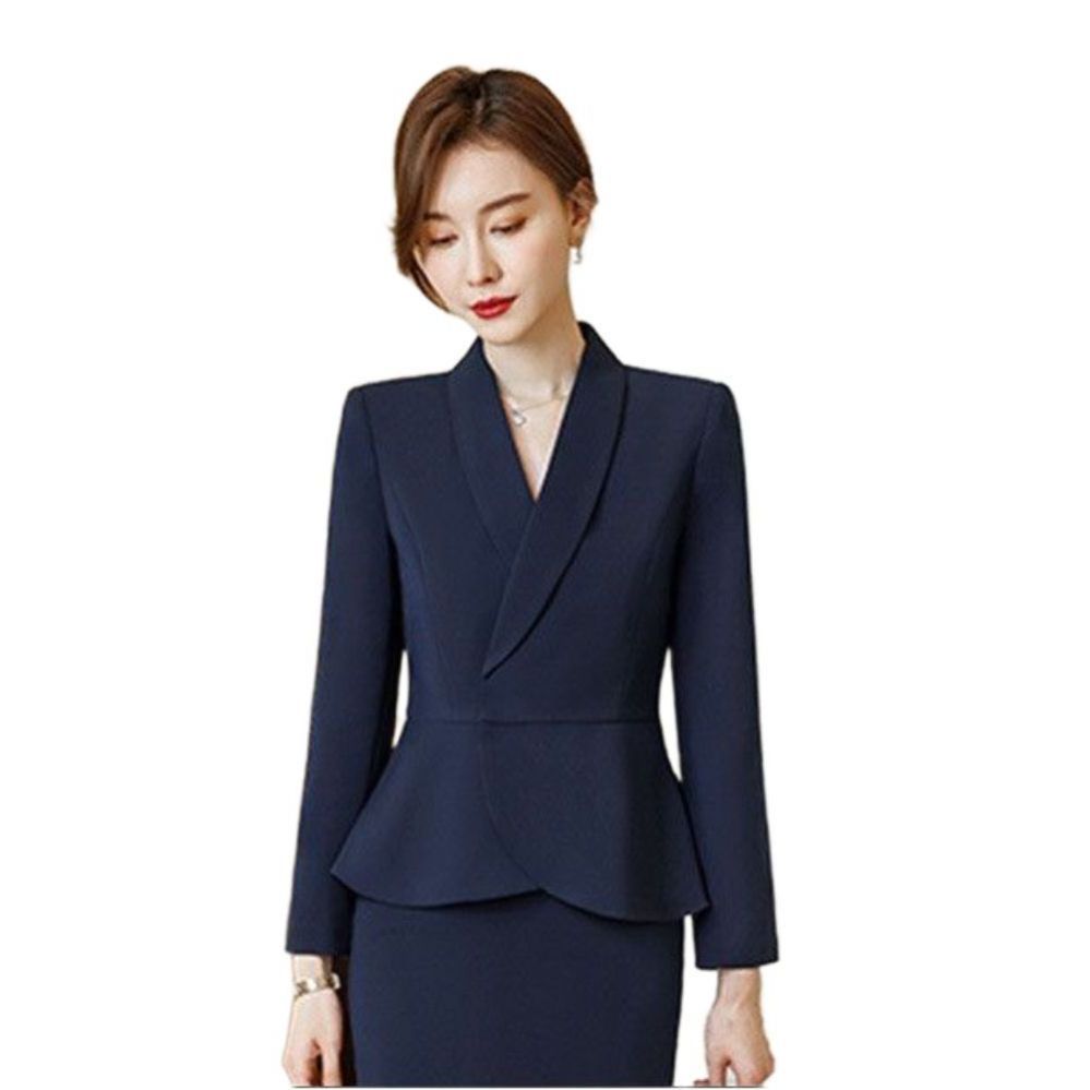 반팔 접대 프런트 유니폼 작업복 상의 미용실 보호복 네이비 세라복 졸업사진 직업 참유니폼 반소매 - GDX175 감색 슈트 S - 상품 이미지