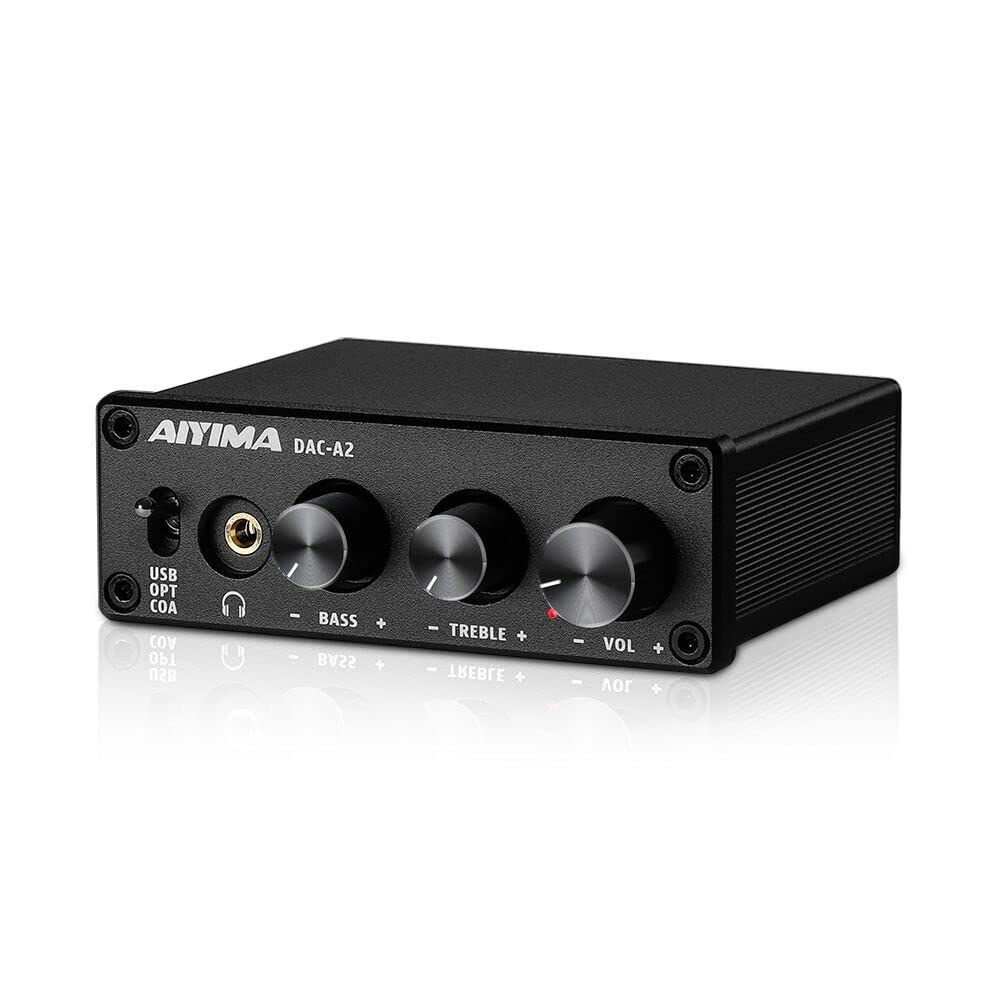 AIYIMA DAC-A2 헤드폰 증폭기 DAC(베이스 트레블 컨트롤 PC-USB/광학/동축 입력, RCA/3.5mm 우풋 디지털-아날로그 데스크톱 오디오 변환기 DC 5V 24비트 - 상품 이미지