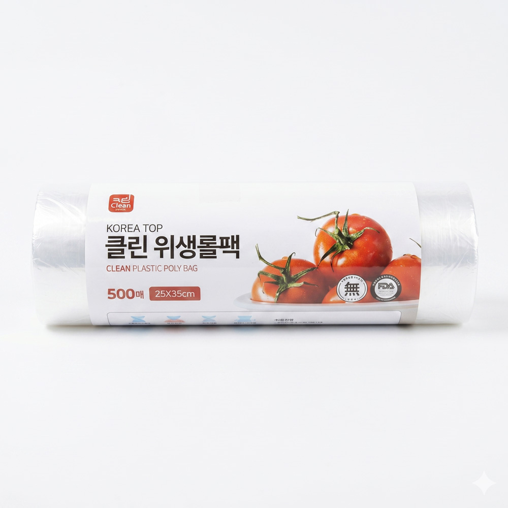 클린 위생 롤백 일회용 비닐 봉투 롤팩 25x35cm, 500매, 1개 - 상품 이미지