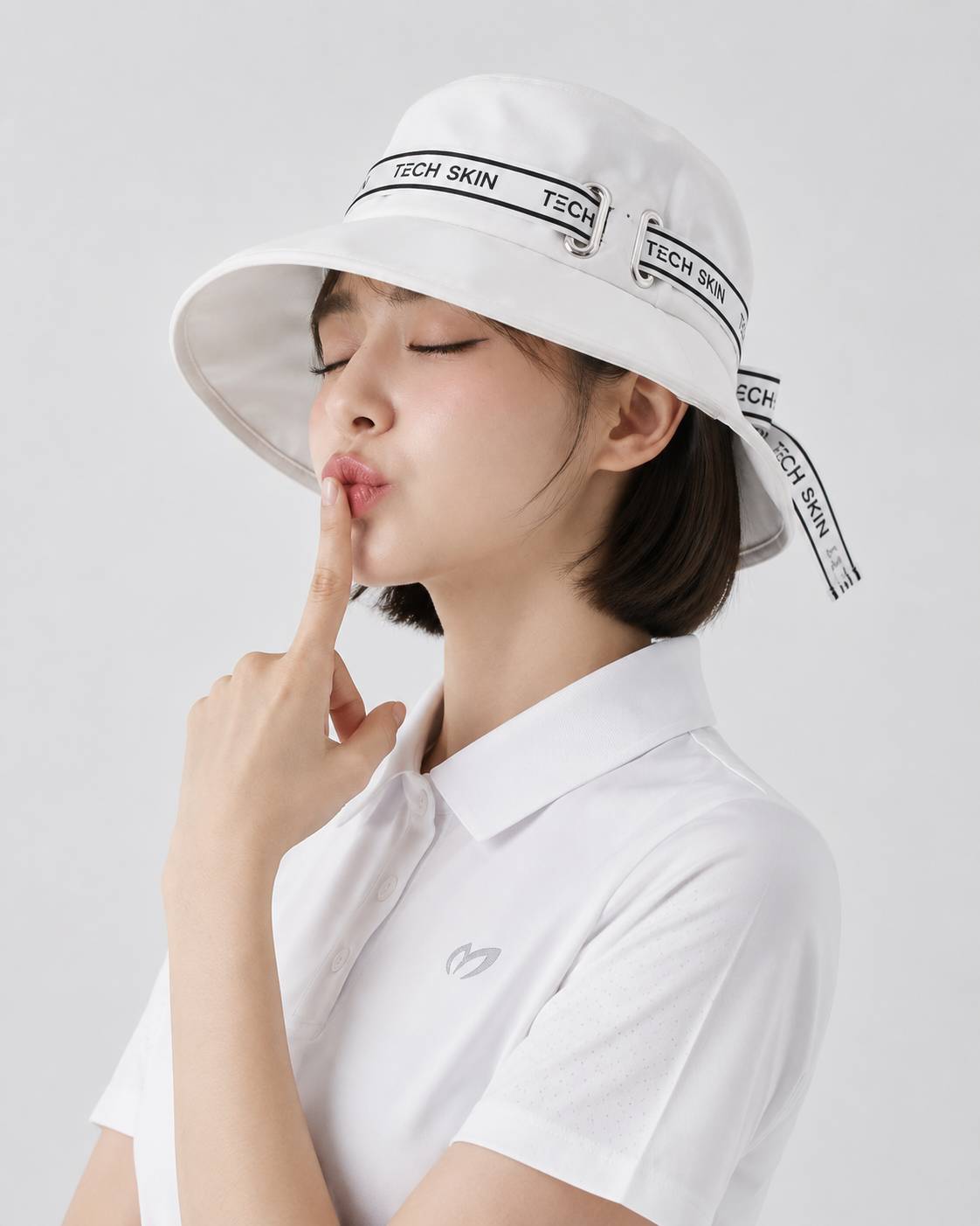 테크스킨 여성 리본 버킷햇 화이트 - 상세 이미지 4