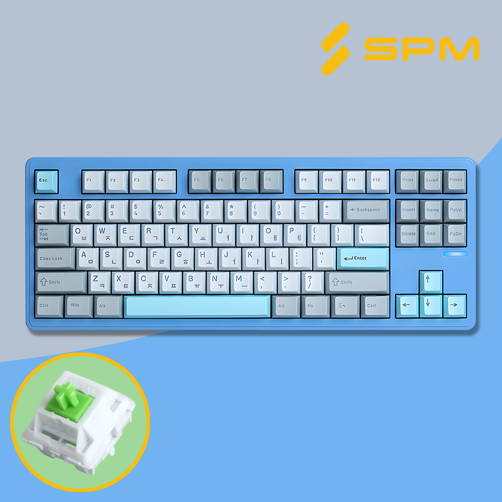 SPM키보드 몽돌키보드 PL87W 코랄로블루, 몽돌축, 42g - 상품 이미지