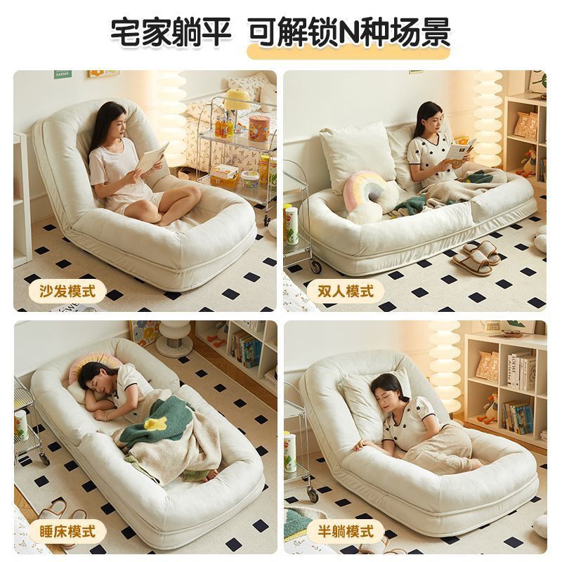 쇼파베드 원목 소파베드 원룸 패브릭 거실 집순이 확장형 매트리스 좌식 접이식 싱글 침대 미디엄 130CM 그 코튼과 린넨 베개 - 상세 이미지 5