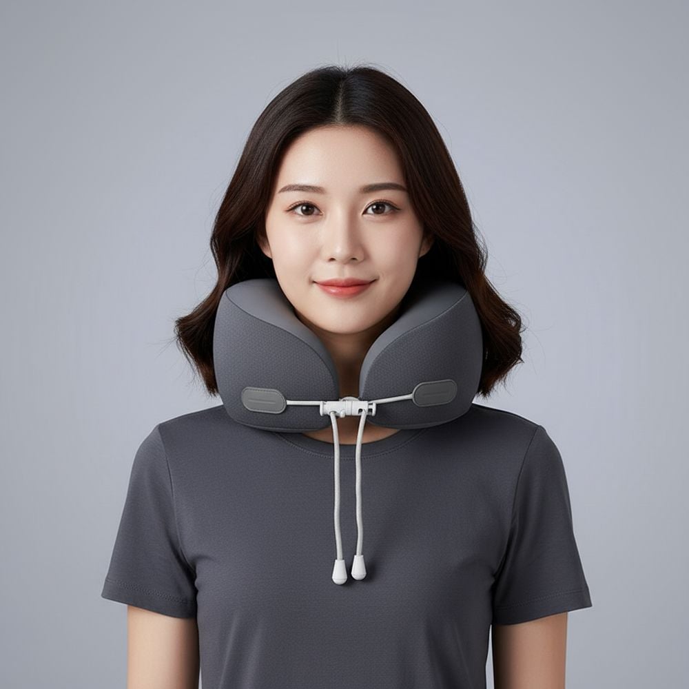 여행 베개 휴대용 목배개 비행기 메모리폼 쿠션 라텍스 그레이 - 상세 이미지 3
