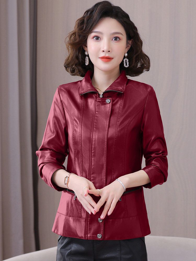 양가죽자켓 바람막이 오버핏 퀼팅 차이나넥 리얼양가죽 여성 캐주얼 재킷 여름 루즈핏 가을 - 상세 이미지 3
