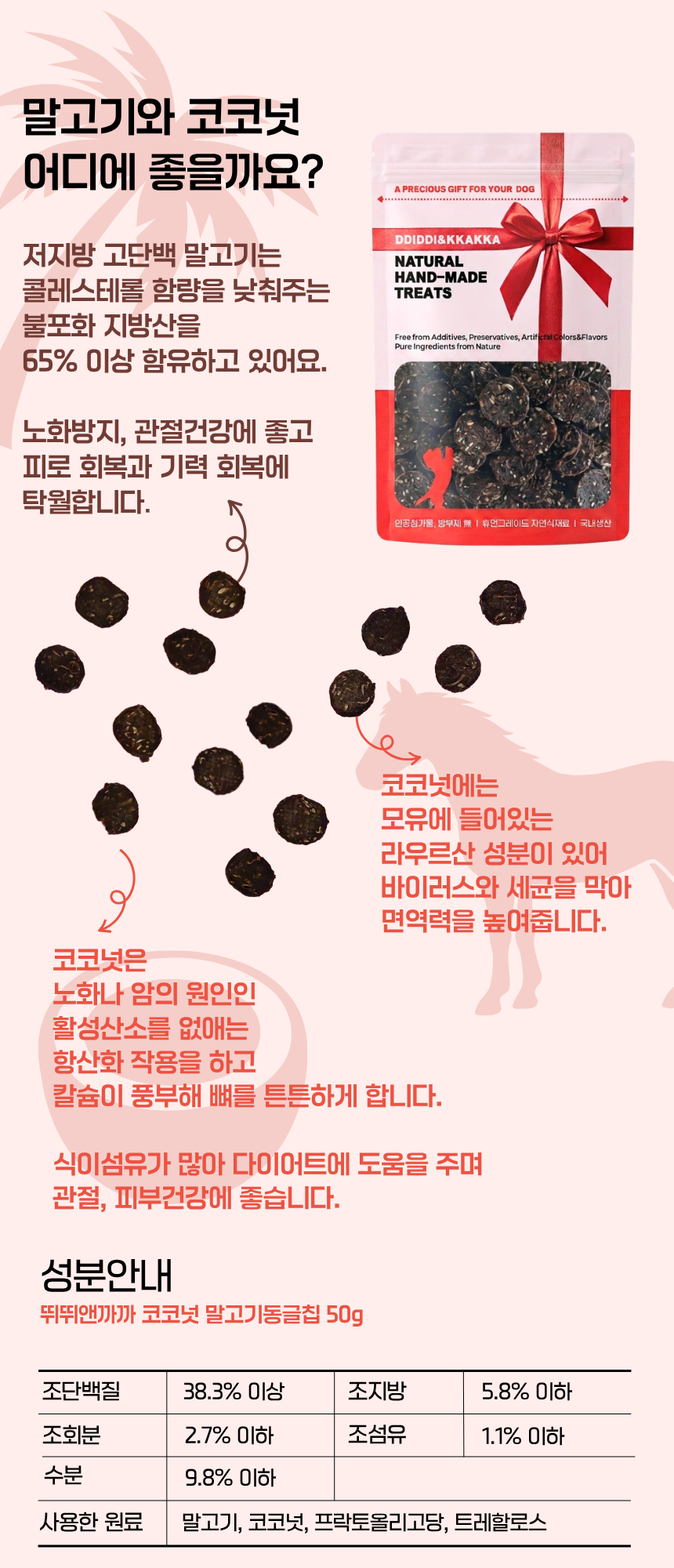 강아지 말고기 간식 50g 수제간식 반려견 - 상세 이미지 3