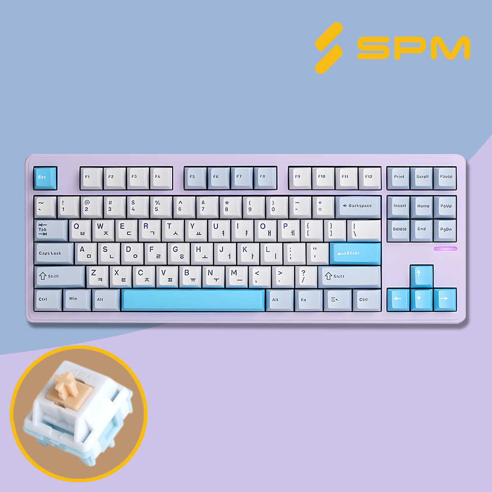 SPM키보드 몽돌키보드 PL87W 퍼플, 저소음 리니어 목새축, 45g - 상품 이미지