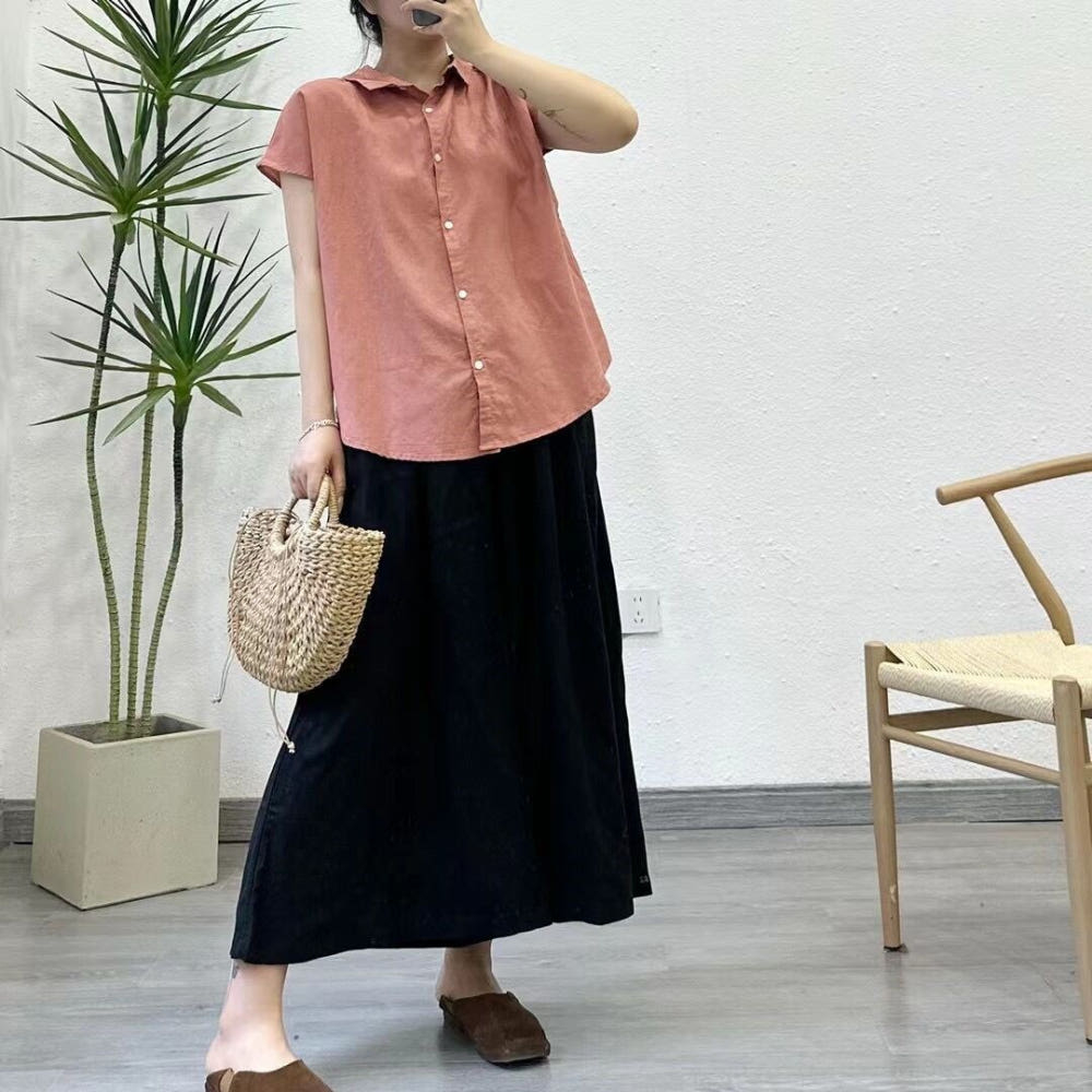 반팔린넨블라우스 양면 이미지 6