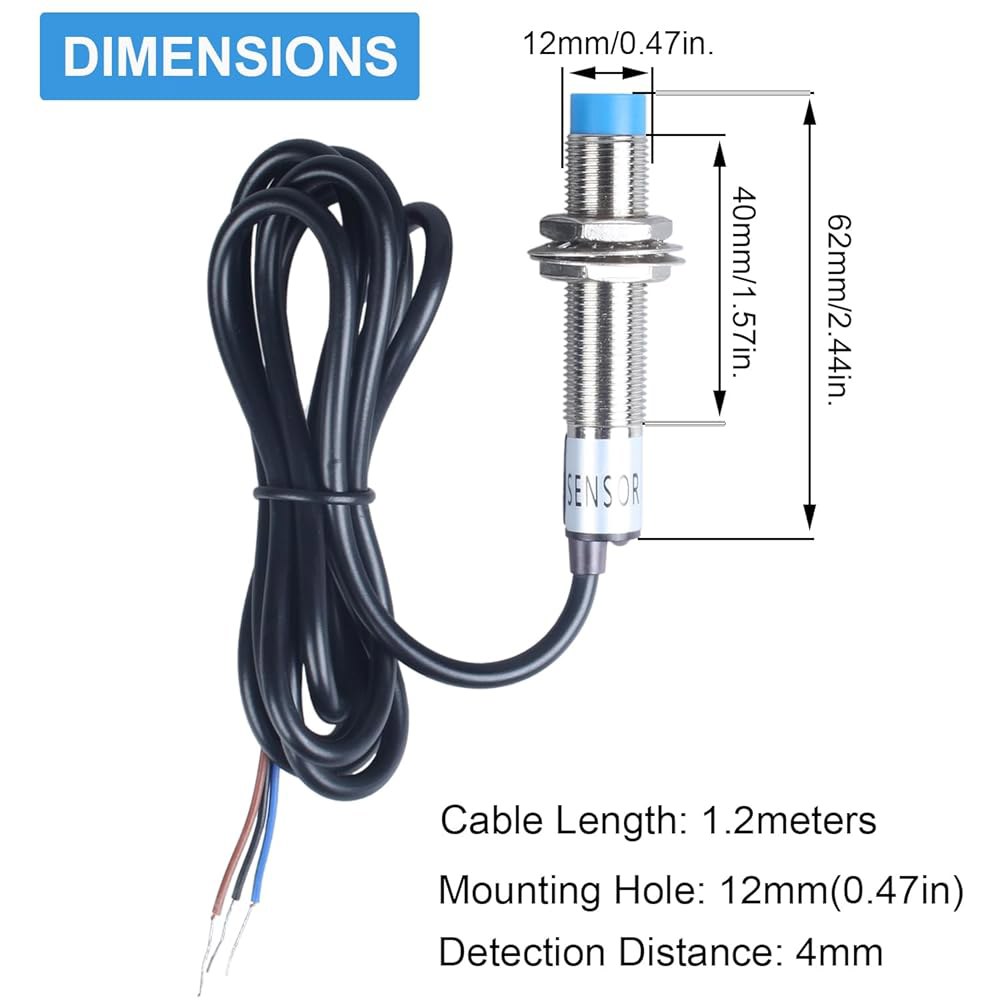 DMWD 2Pcs M12 근접 스위치 유도 센서 감지 접근 NPN NC DC 6V-36V 4mm 거리 JJ12A3-4-Z /AX NPN-NC 1PC - 상세 이미지 2