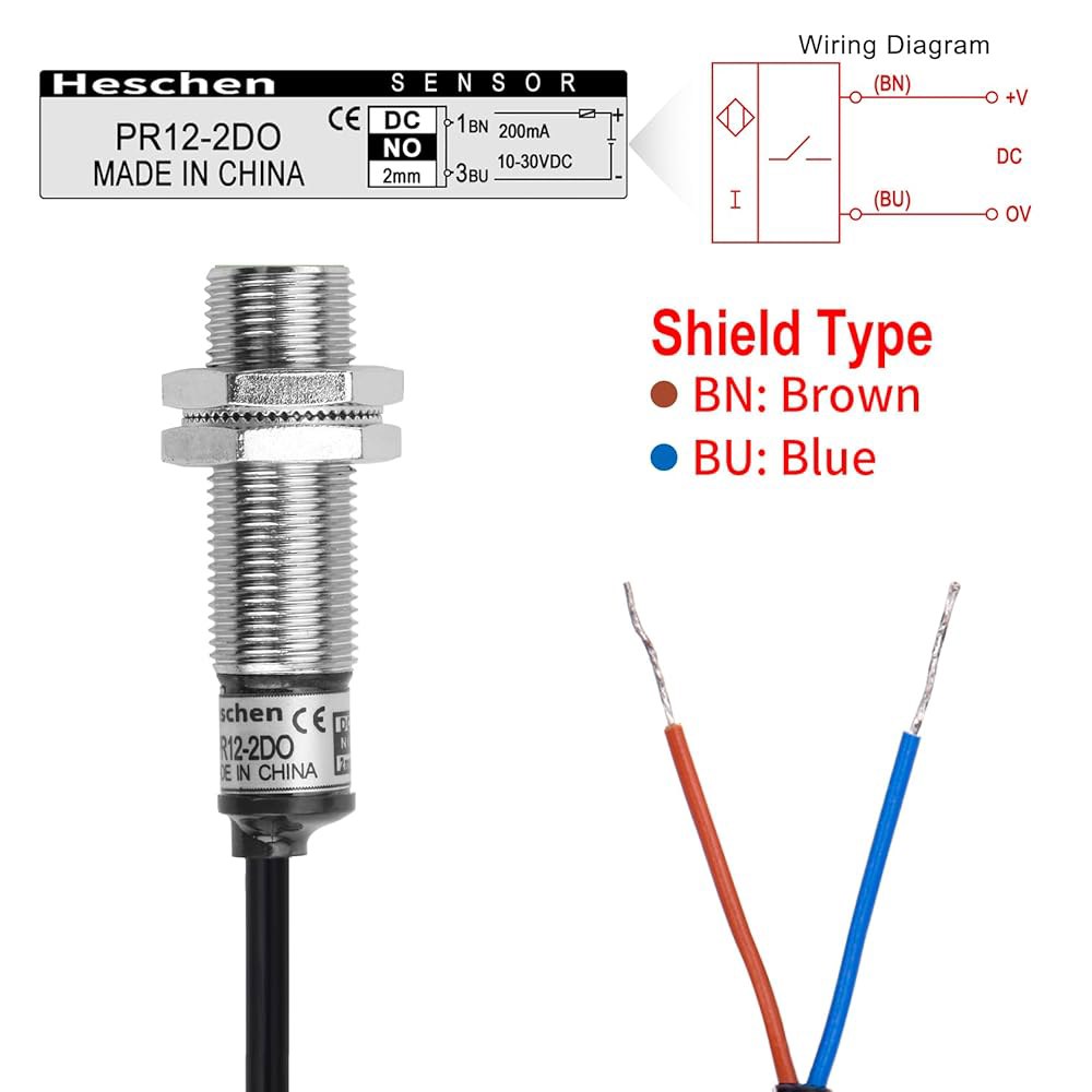 헤셴 M12 유도 근접 센서 스위치, PR12-2DO, 원통형, 검출기 2mm, DC12-24V, 2-와이어 NO(정상 개방), CE - 상세 이미지 3