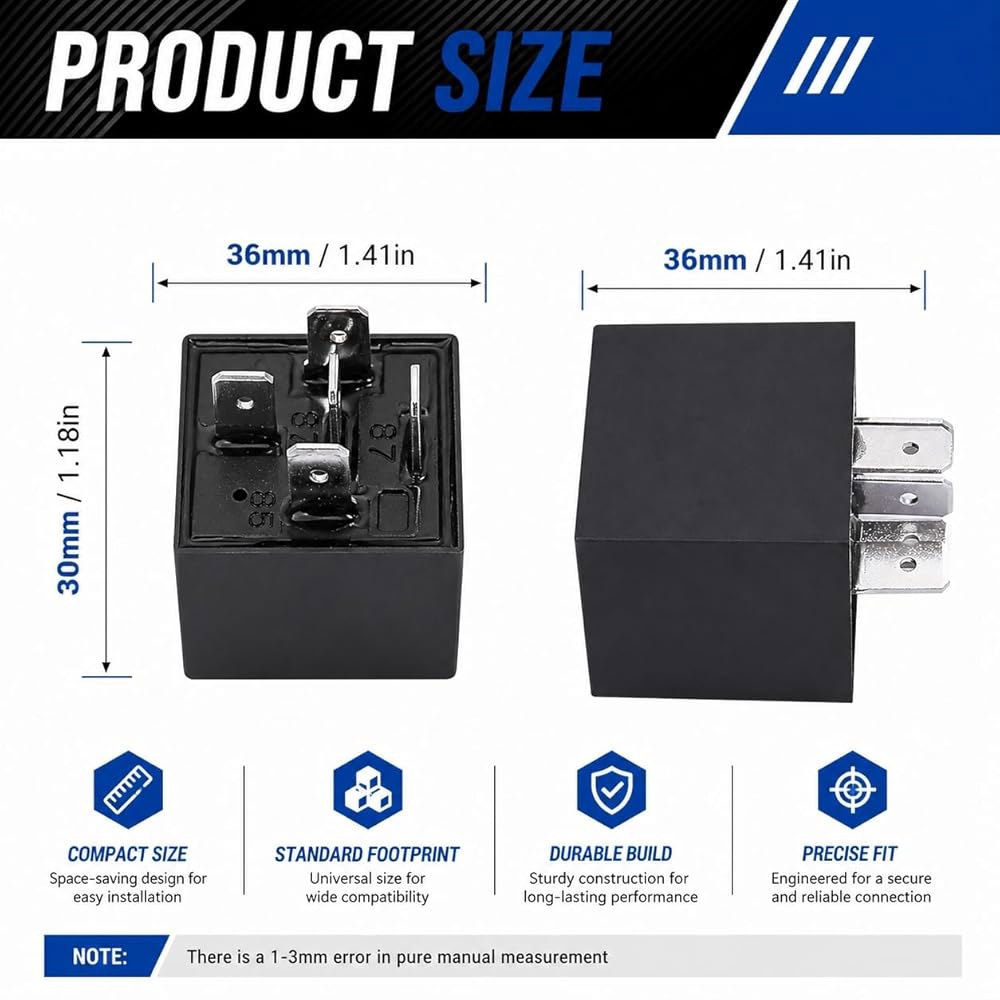 Qonsy 4 팩 5 핀 전기 스위치 릴레이 자동차 트럭 해상 보트 12V 30/40 암페어 12V Relay - 상세 이미지 2
