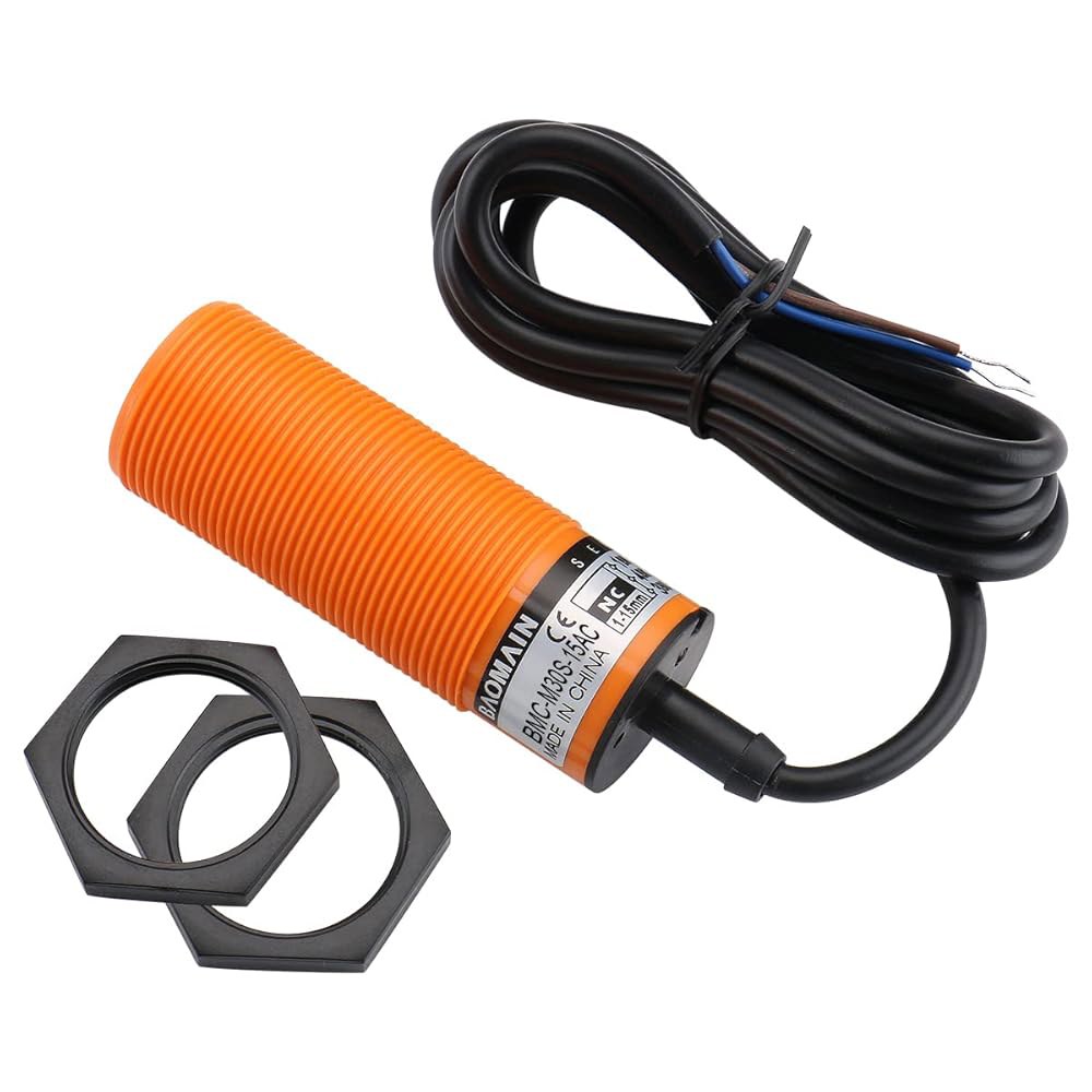 바오메인 정전용량 근접 센서, 원통형 M30 플라스틱, Sn 15mm, 220V, NC 접점, 케이블 2mm, 2와이어 BMC-M30S-15AC - 상세 이미지 2