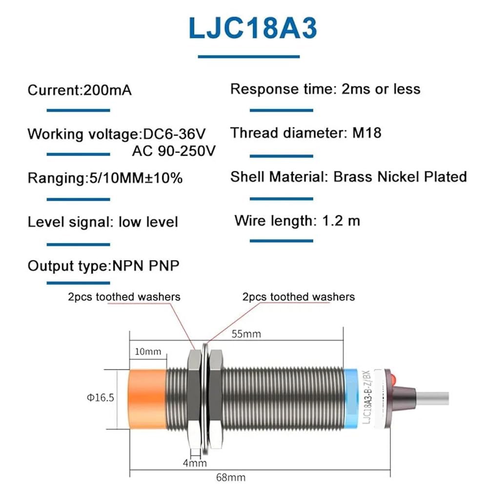 LEWMRSKXK LJC18A3 BX AX by AY EZ DZ 근접 스위치 PNP /NPN DC6V-36V AC90-250V 거리 10mm M18 정전식 센서(5MM DC NPN - 상세 이미지 2
