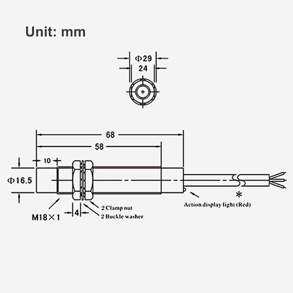 Haldzemo 유도 근접 센서 M18 LJ18A3-8-Z /BX 일반 개방형 감지 접근 스위치 8mm NPN NO 3 와이어 DC 6V-36V (2팩) - 상세 이미지 3
