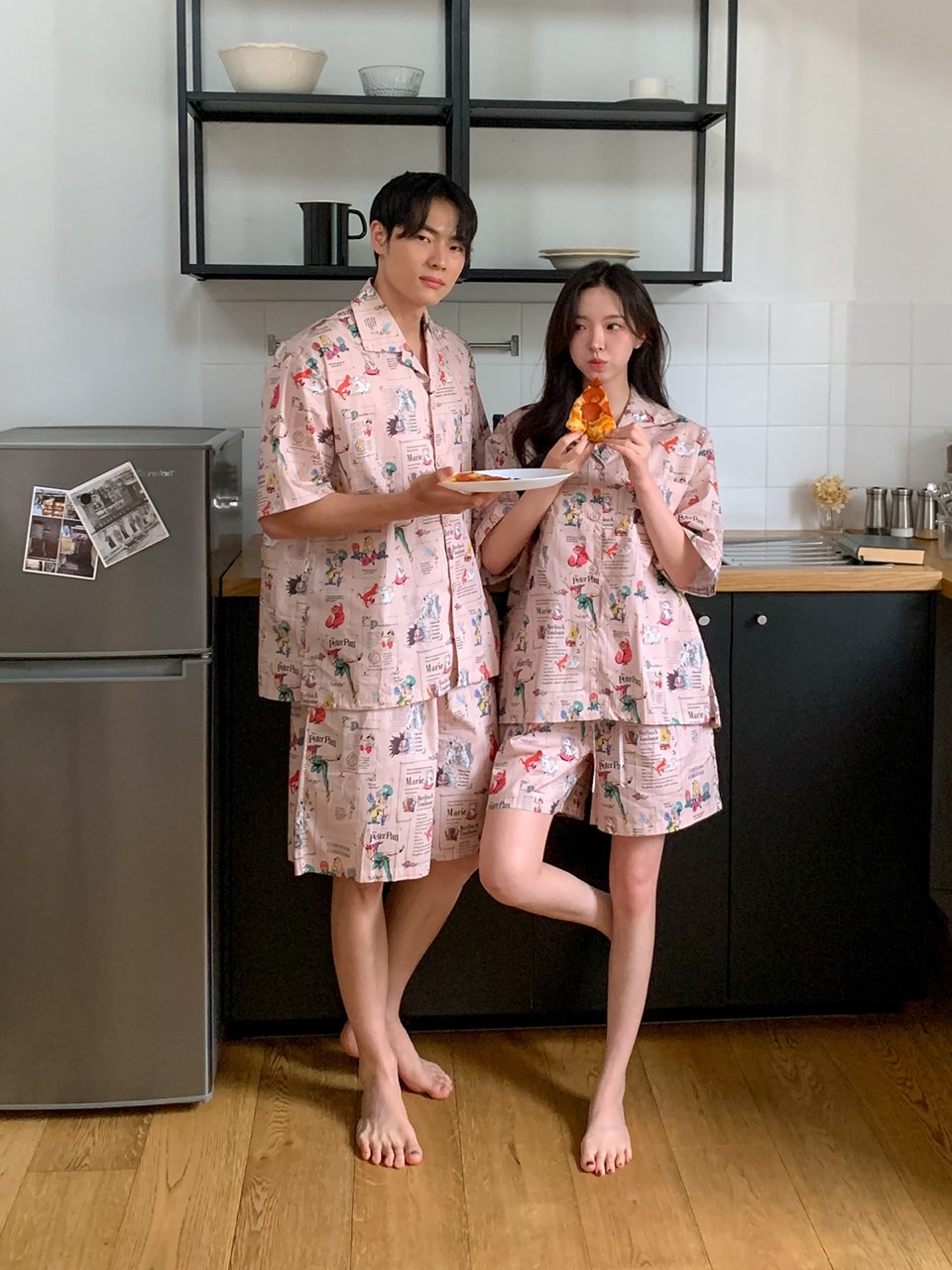 디즈니 피터팬반팔잠옷세트 커플 신혼 바캉스 홈웨어 파자마 상하의세트 여름 면 편안한 - 상세 이미지 4