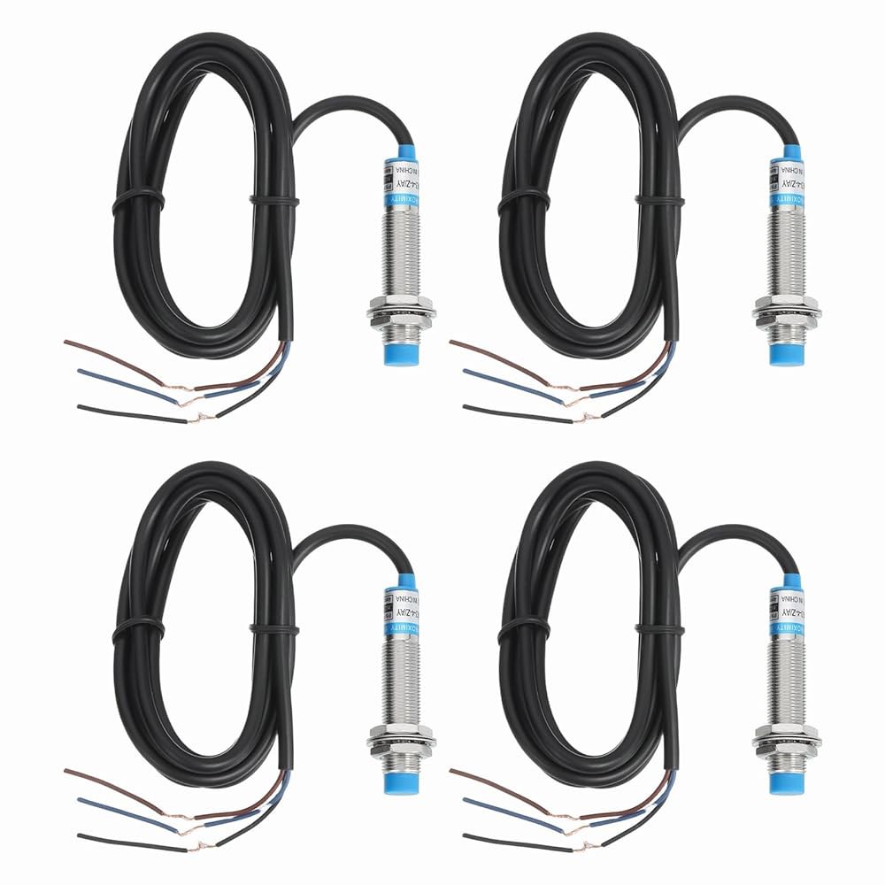 MECCANIXITY 4Pcs 유도 근접 센서, PNP NC M12 DC 6-36V 300mA 스위치 감지기 접근 센서 4mm 3 와이어 산업 자동화 LJ12A3-4-Z /AY - 상품 이미지