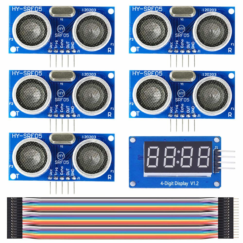 TM1637 LED 디스플레이 모듈, 듀폰 케이블을 갖춘 아두이노용 DAOKI 5Pack HY-SR05 모듈 5V 5핀 거리 감지 센서 HY-SR05 - 상품 이미지
