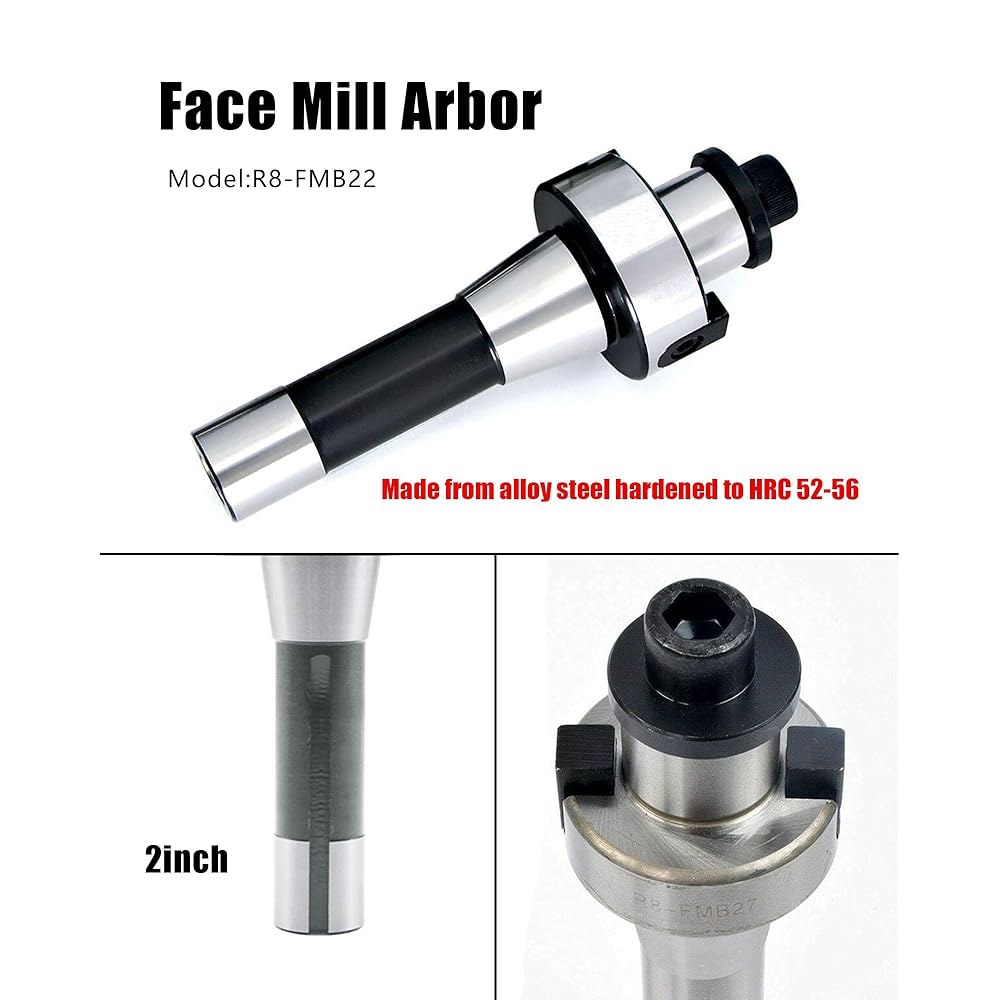 Zouzmin 2인치 R8-FMB22 페이스 밀 아버(BAP400R 50-22-4T 50mm/1.9인치 밀링 홀더 CNC 엔드 쉘 커터, 10개 APMT1604PDER 카바이드 - 상세 이미지 3