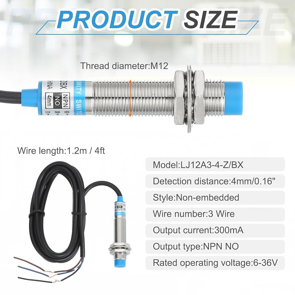 MECCANIXITY 유도 근접 센서, NPN NO M12 DC 6-36V 300mA 스위치 감지기 접근 산업 자동화를 위한 4mm 3 와이어 LJ12A3-4-Z /BX - 상세 이미지 2
