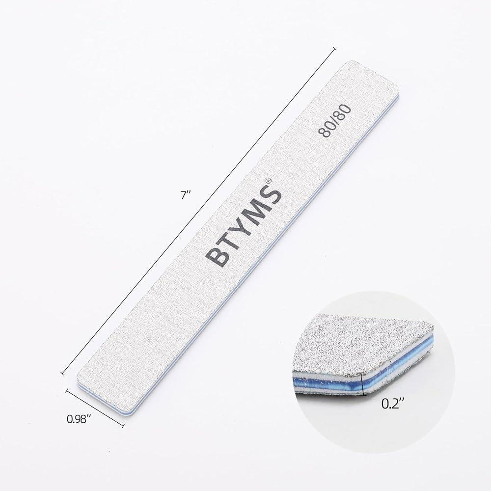 BTYMS 80/80 그릿 네일 파일 - 아크릴 및 젤 성형을 위한 전문 양면 거친 에머리 보드 80/80 Grit(10 Count) - 상세 이미지 2