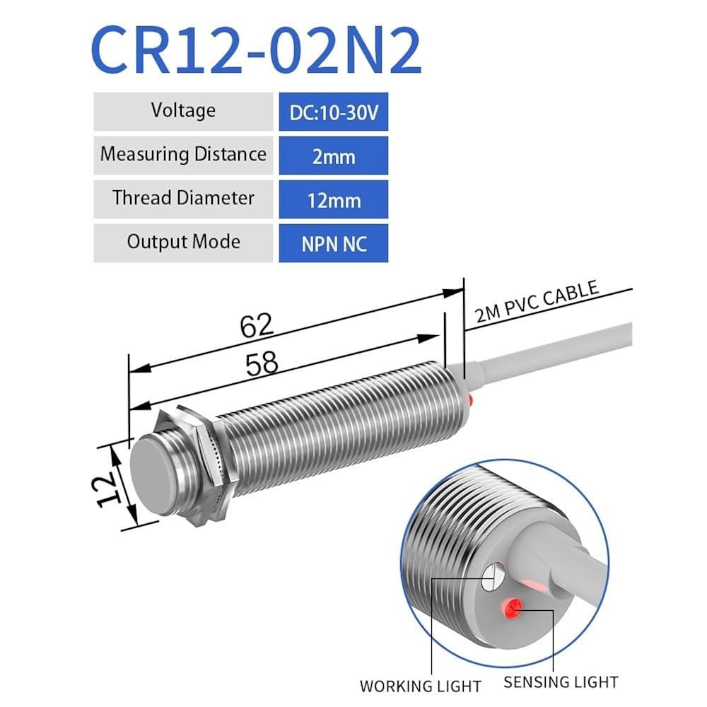 OLFCXYHOD M12 정전식 근접 센서 3-와이어 10-30V NPN PNP IP65 플러시 비플러시 산업용 비접촉 스위치(2MM DC3-와이어 NC) - 상세 이미지 2