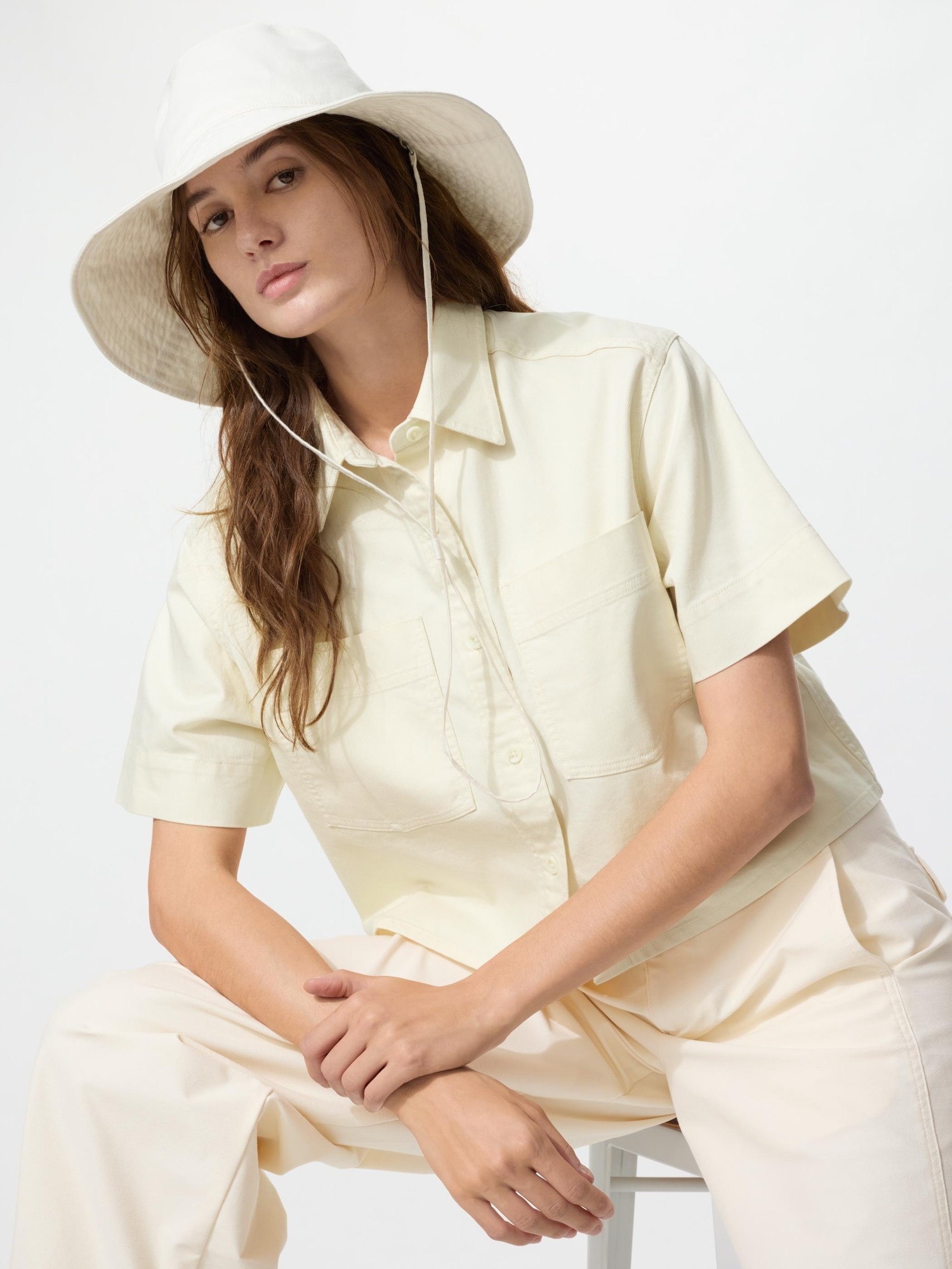 유니클로 UV PROTECTION 코튼 리넨 와이드 브림 햇 26SS 자외선 차단 벙거지 - 상세 이미지 5