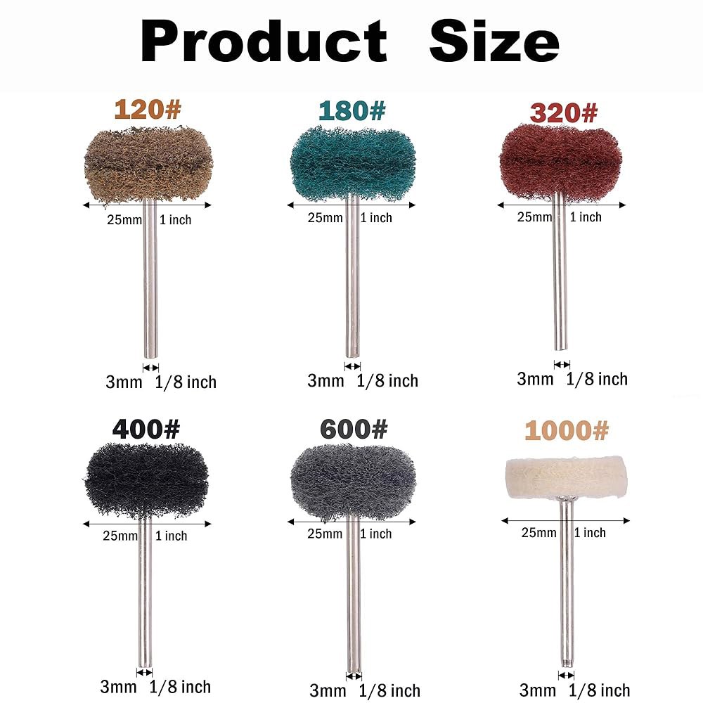 60팩 연마 휠, 로카리스 1u201C 버퍼 휠 버(회전 공구용)-1/8 생크 비트 1 60 Pack(120/180/320/400 - 상세 이미지 2