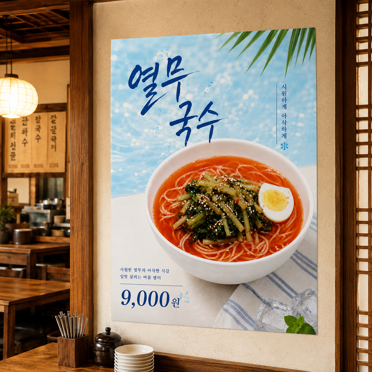 열무국수 포스터 제작 여름 메뉴 인쇄 디자인 식당 A 반광택 인화지 235g A3 - 상품 이미지