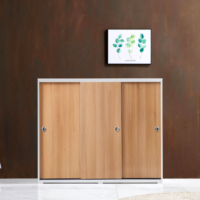 가구의서 모던LPM 슬라이딩 수납장 1180x400x1000mm, 4단, 메이플 - 상품 이미지