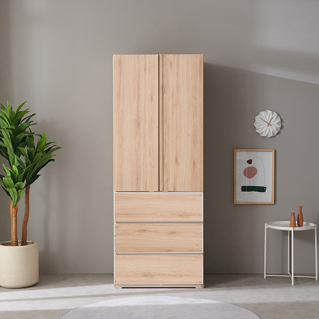 가구의서 B13 높은 옷장 800x620x2080mm, 3단서랍형, 메이플 - 상품 이미지