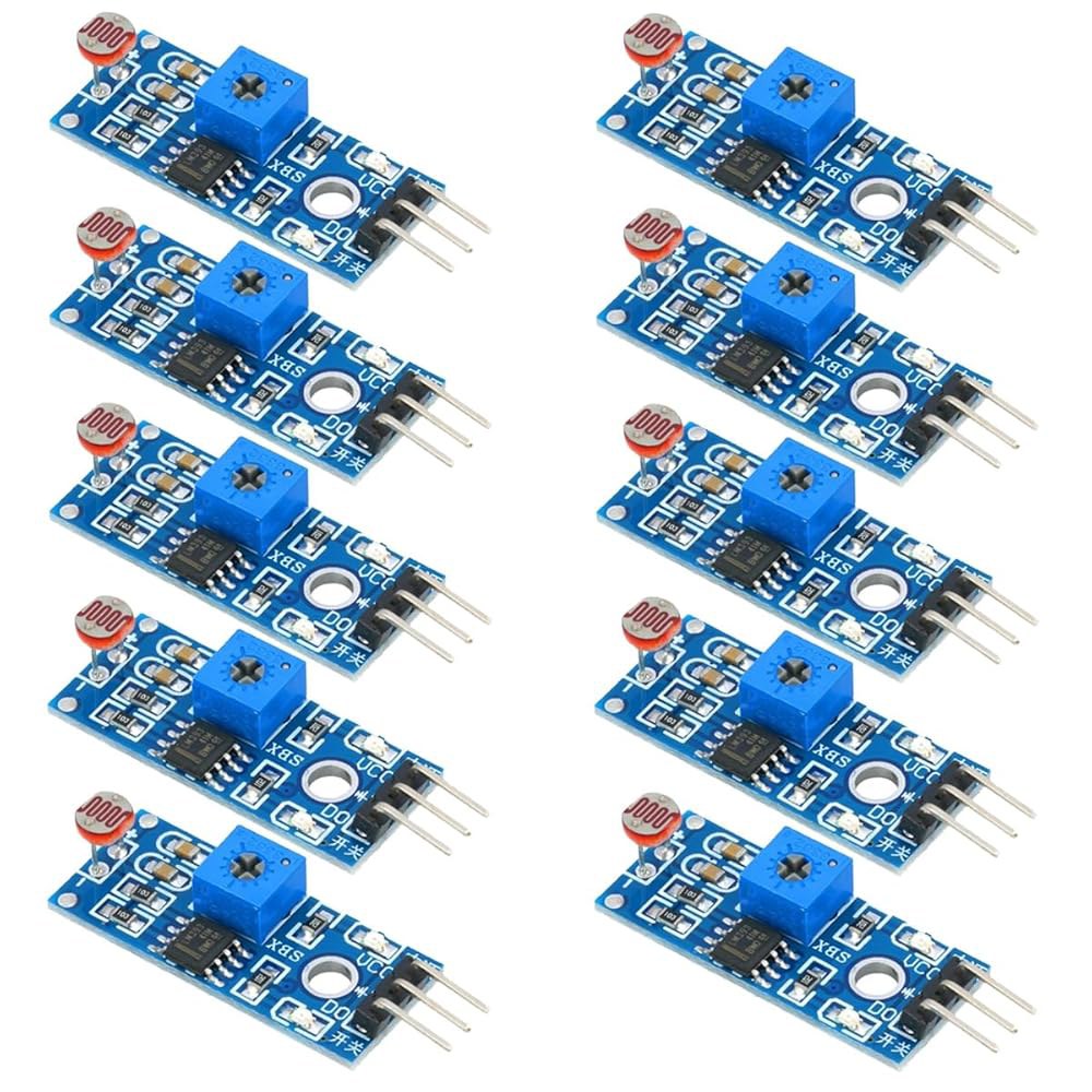 Gebildet 10pcs LDR 감광 센서 모듈 3핀 5MM 광의존 저항 디지털 광 감지 LM393 12V-5pin - 상품 이미지