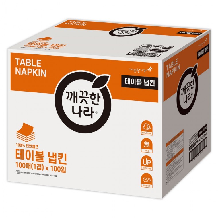 깨끗한나라 테이블 냅킨 100매 100입 - 상품 이미지
