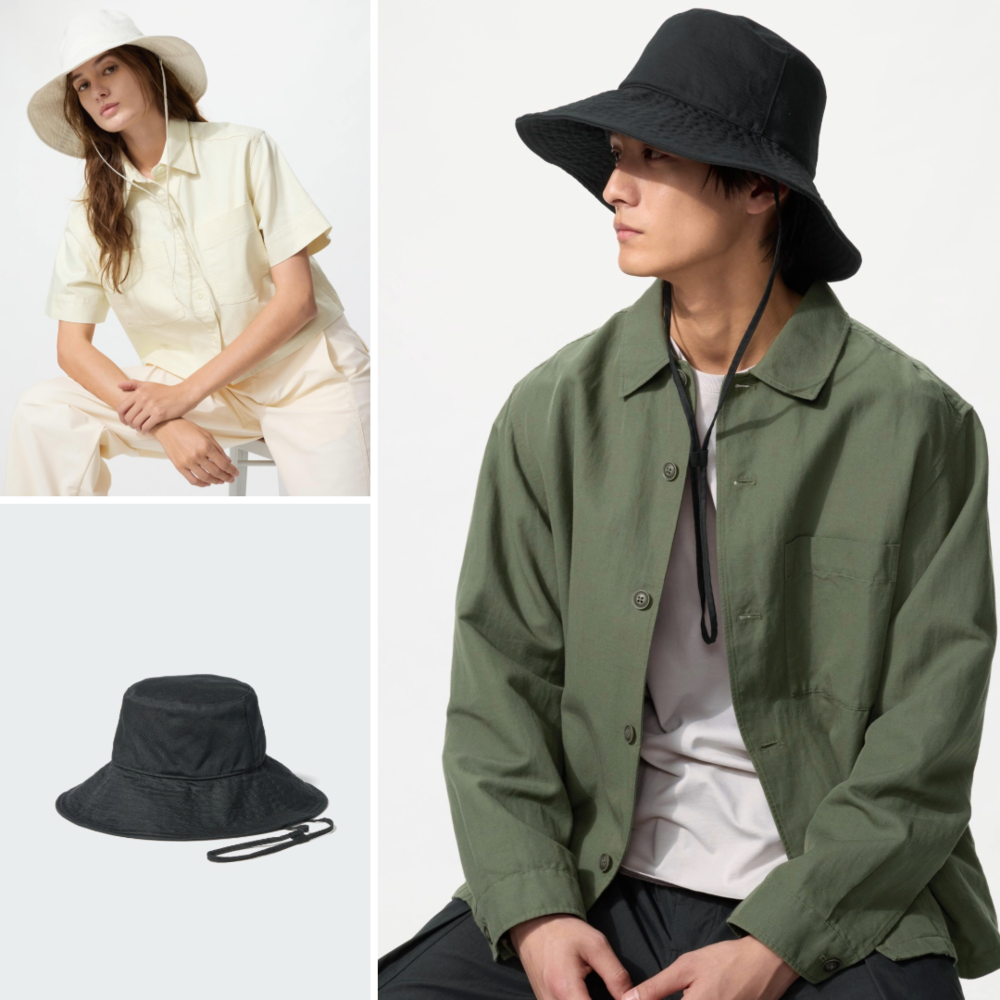 유니클로 UV PROTECTION 코튼 리넨 와이드 브림 햇 26SS 자외선 차단 벙거지 - 상품 이미지