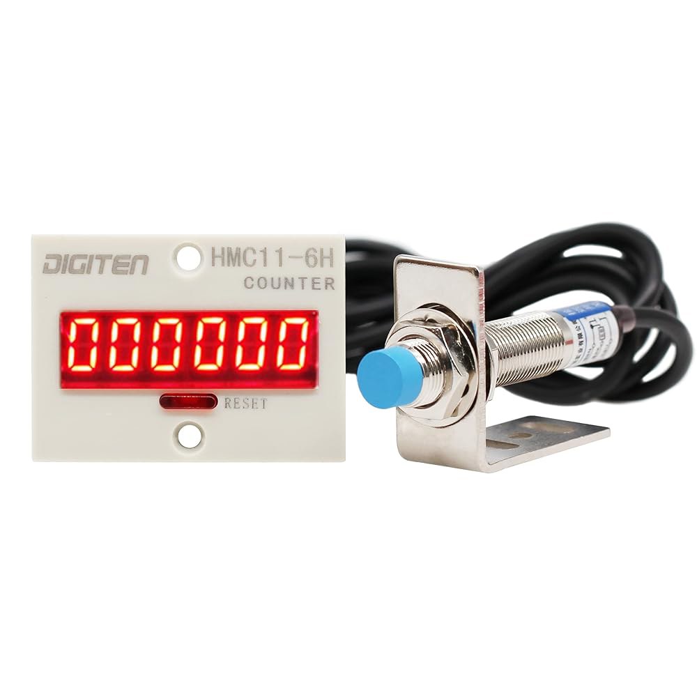 디지텐 12V-24V 6자리 0-999999 LED 디스플레이 디지털 UP 카운터+유도 근접 스위치 NPN 센서+홀더 - 상품 이미지