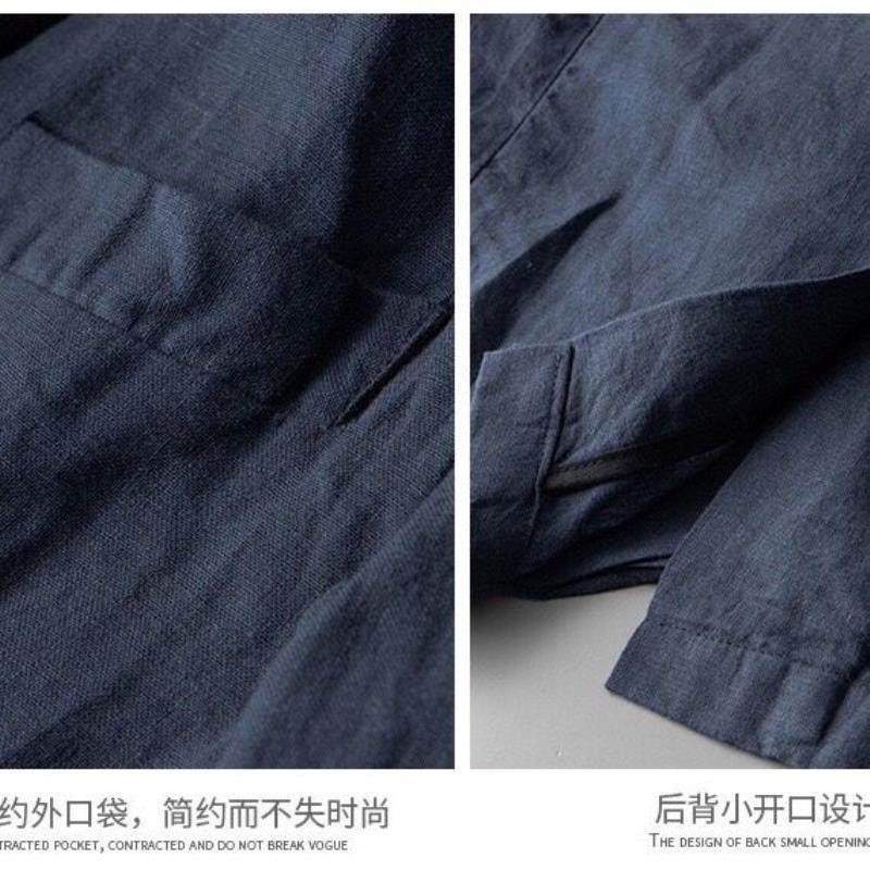 린넨 캐주얼 투피스 오피스룩 수트셋업 정장 자켓 팬츠 정장세트 여성정장 바지정장 세미정장 그레이 M (45-55kg) - 상세 이미지 5