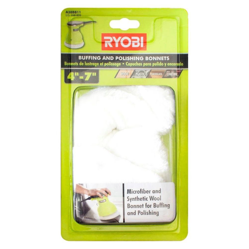 Ryobi A38BB11 4-7인치 극세사 및 합성 플리스 버핑 연마 보닛 세트(나무, 유리섬유 또는 크롬용) (2팩) - 상세 이미지 2